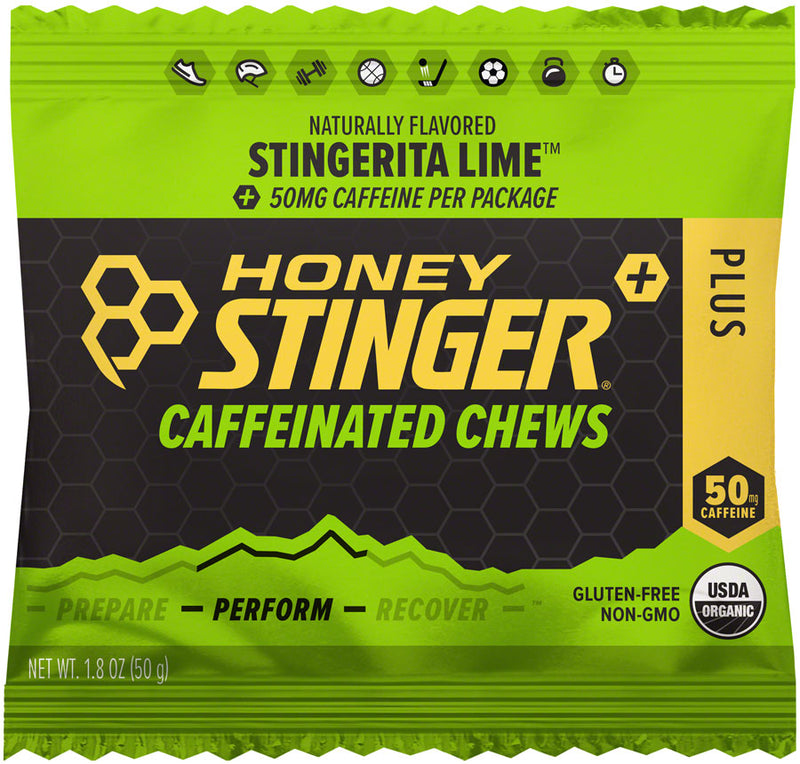 Load image into Gallery viewer, Honey Stinger Caffeinated Energy Chews - Stingerita Lime, Box of 12 Packets Pack of  12
