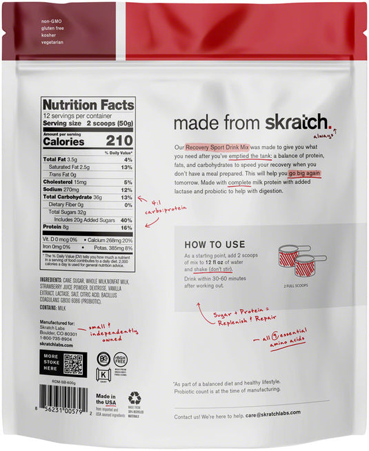 Skratch Labs Recovery Sport Drink Mix - Strawberries and Cream, 12-Serving Resealable Pouch