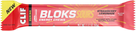 Clif Shot Bloks - Sour Strawberry Lemonade, with 25mg Caffeine, Box of 18 Pack of  18