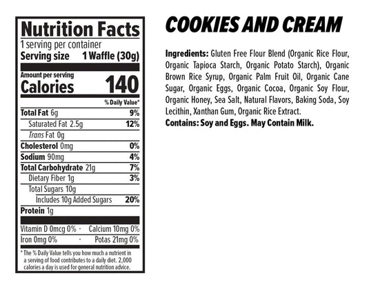 Honey Stinger Gluten Free Organic Waffle - Cookies and Cream, Box of 12 Pack of  12