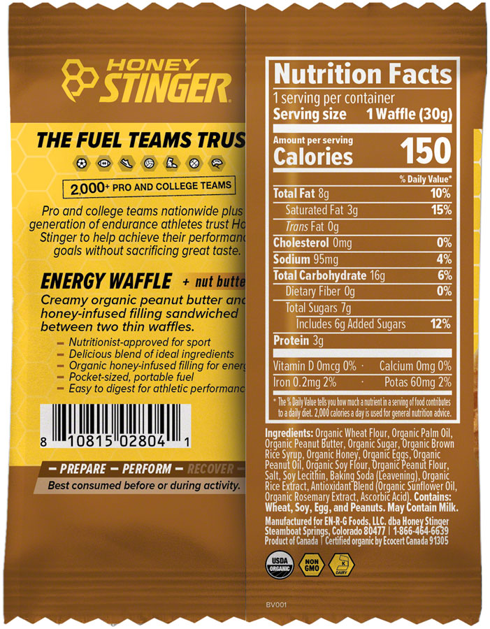 Load image into Gallery viewer, Honey Stinger Organic Waffle - Peanut Butter, Box of 12
