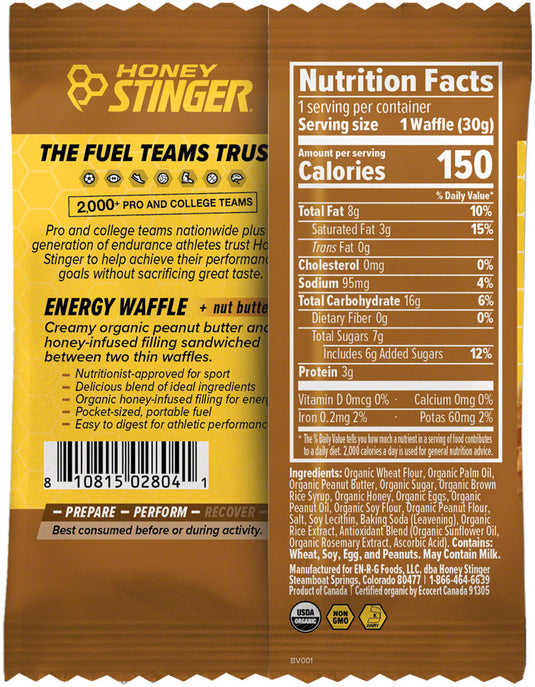 Honey Stinger Organic Waffle - Peanut Butter, Box of 12