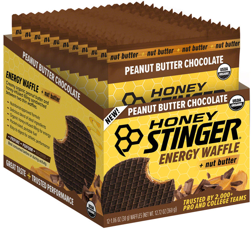 Load image into Gallery viewer, Honey Stinger Organic Waffle - Peanut Butter Chocolate, Box of 12
