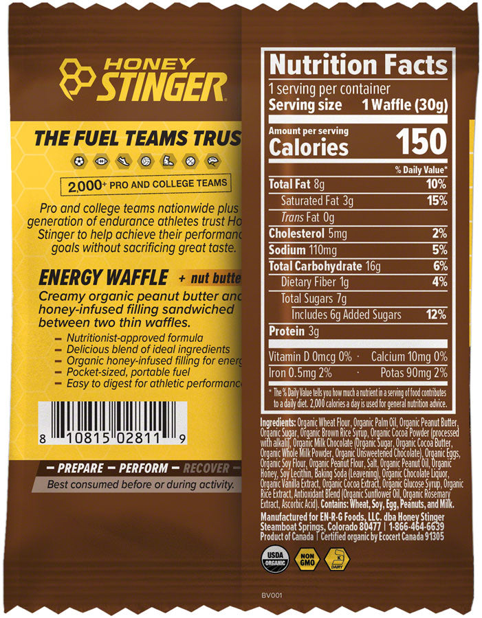 Load image into Gallery viewer, Honey Stinger Organic Waffle - Peanut Butter Chocolate, Box of 12
