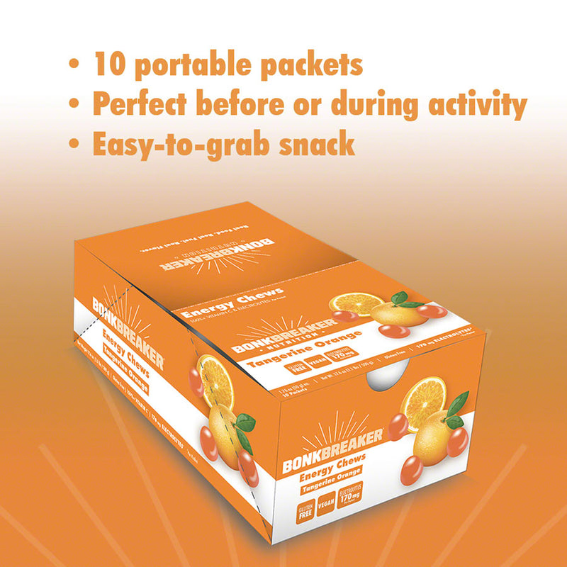 Load image into Gallery viewer, Pack of 2 Bonk Breaker Energy Chews - Tangerine Orange, Box of 10 Packs
