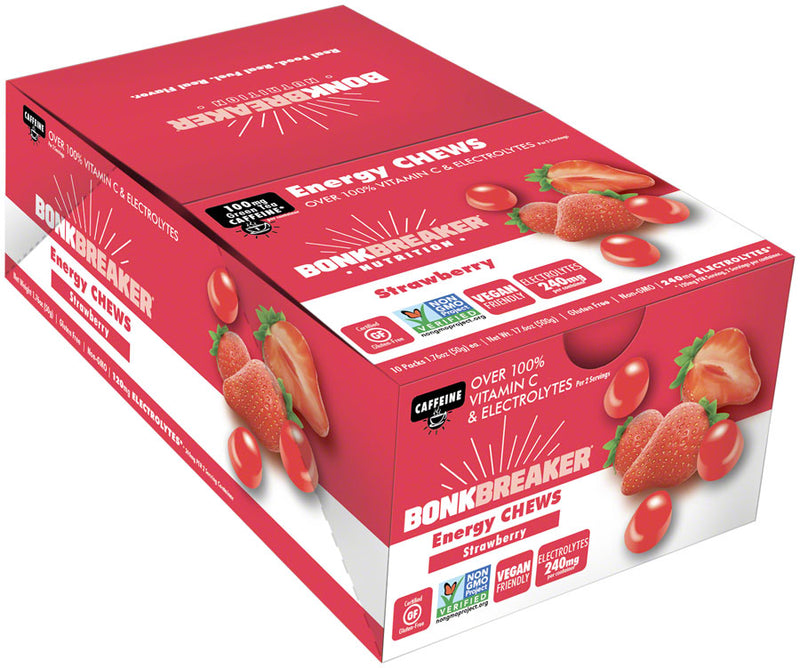 Load image into Gallery viewer, Bonk Breaker Energy Chews - Strawberry, Box of 10 Packs
