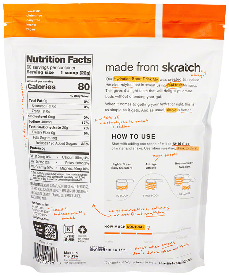 Load image into Gallery viewer, Skratch Labs Hydration Sport Drink Mix - Orange, 60-Serving Resealable Pouch
