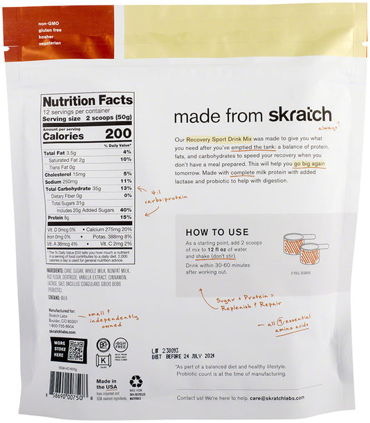 Skratch Labs Recovery Sport Drink Mix - Horchata, 12-Serving Resealable Pouch