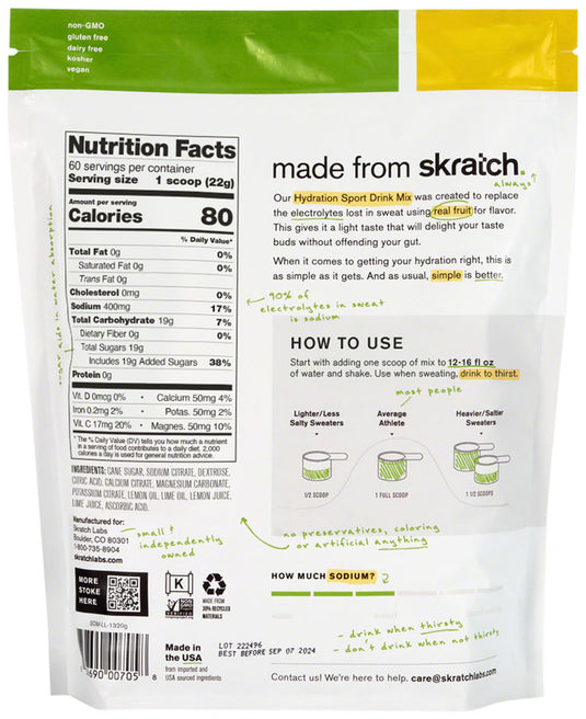 Skratch Labs Hydration Sport Drink Mix - Lemon + Lime, 60-Serving Resealable Pouch