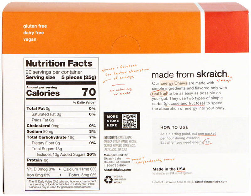 Load image into Gallery viewer, Skratch Labs Energy Chews Sport Fuel - Orange, Box of 10 Pack of  10
