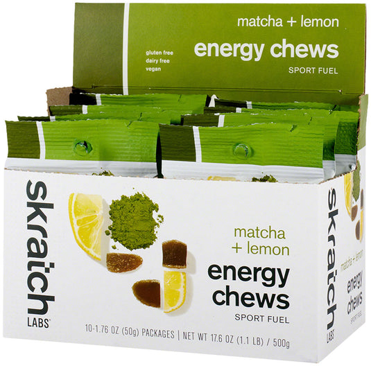 Skratch Labs Energy Chews Sport Fuel - Matcha + Lemon, Box of 10 Pack of  10