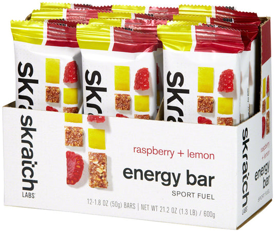 Skratch Labs Energy Bar Sport Fuel - Raspberries and Lemon, Box of 12