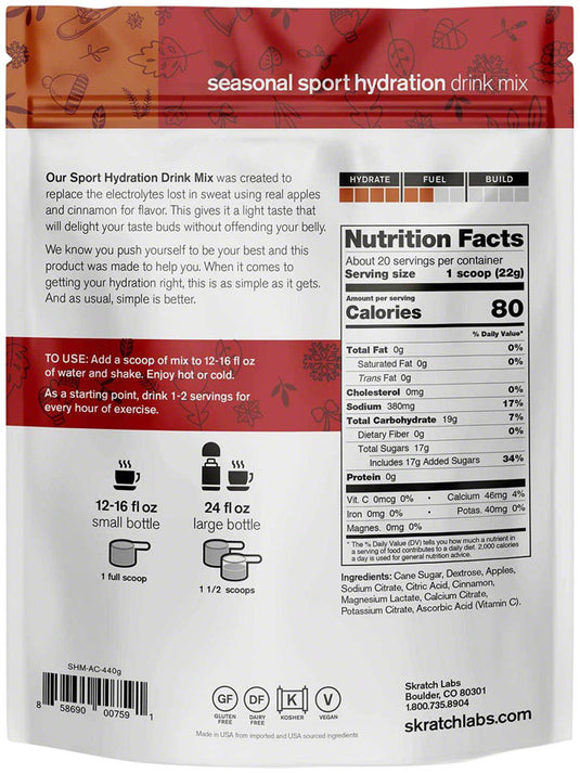 Skratch Labs Sport Hydration Drink Mix - Apple Cider, 20-Serving Resealable Pouch