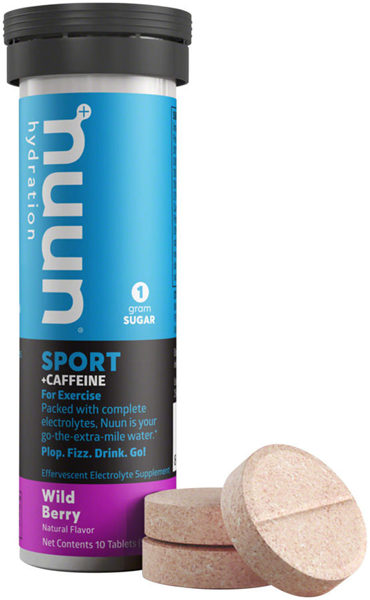 Nuun Sport + Caffeine Hydration Tablets: Wild Berry, Box of 8 Tubes