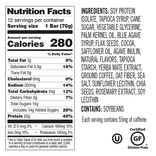 ProBar Protein Bar Coffee Crunch with 55mg of Caffeine Box of 12 20g Protein