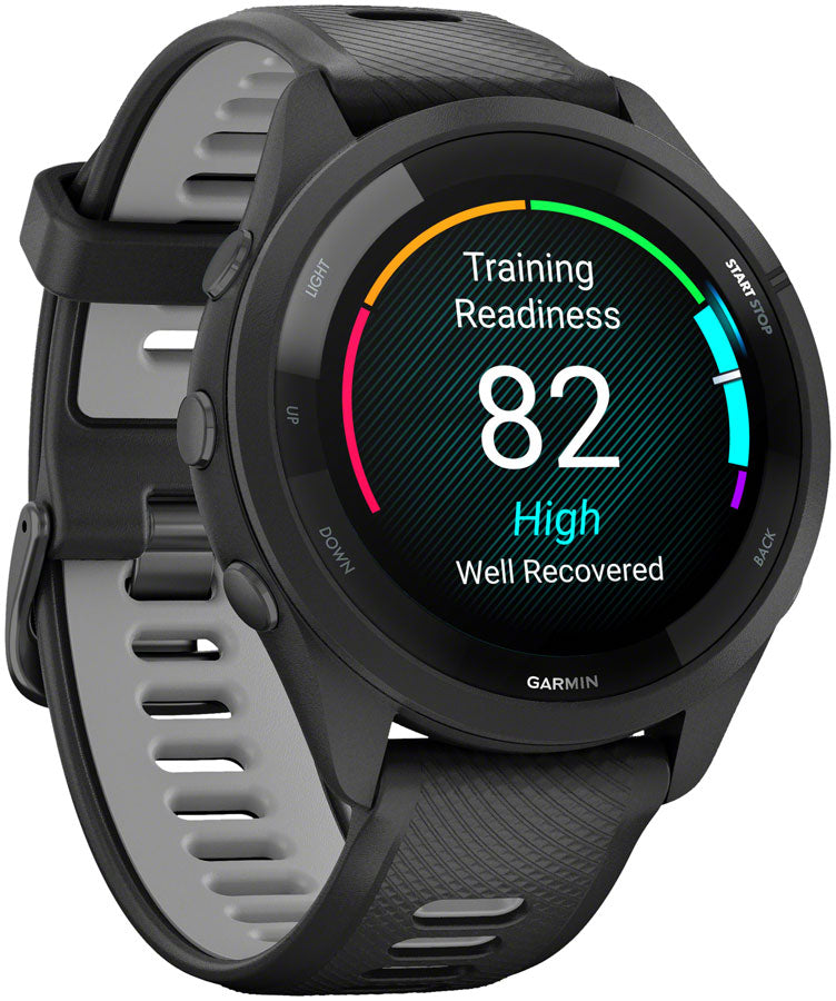 Load image into Gallery viewer, Garmin Forerunner 265 GPS Smartwatch - 46mm, Black Bezel and Case, Black/Powder Gray Silicone Band
