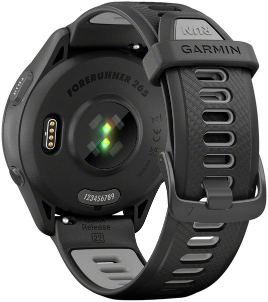 Garmin Forerunner 265 GPS Smartwatch - 46mm, Black Bezel and Case, Black/Powder Gray Silicone Band