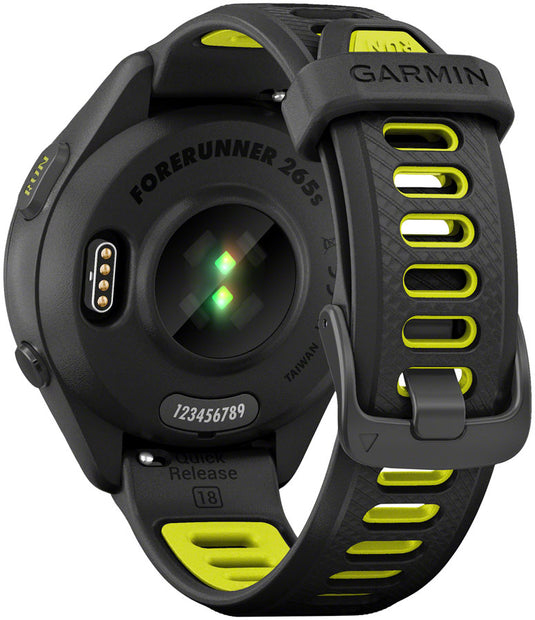 Garmin Forerunner 265S GPS Smartwatch - 42mm, Black Bezel and Case, Black/Amp Yellow Silicone Band