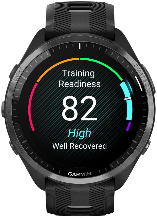 Load image into Gallery viewer, Garmin Forerunner 965 GPS Smartwatch - 47mm, Carbon Gray DLC Titanium Bezel, Black Case and Black/Powder Gray Silicone
