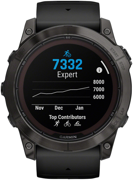 Garmin fenix 7X Pro Sapphire Solar Smartwatch - 51mm, Carbon Gray DLC Titanium Case, Black Band