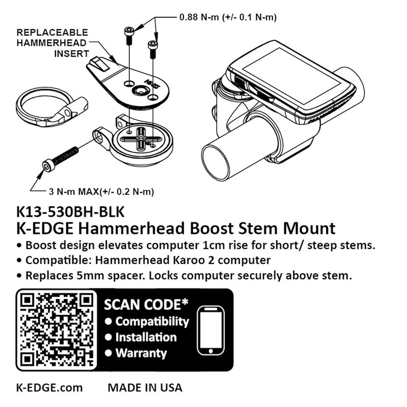 Load image into Gallery viewer, K-EDGE Hammerhead Boost Stem Mount - Adjustable, Black Anodize
