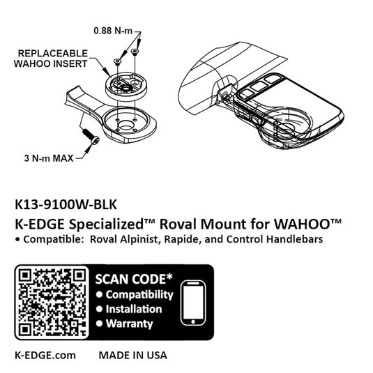 K-EDGE Wahoo Specialized Roval Computer Mount - Black Anodize