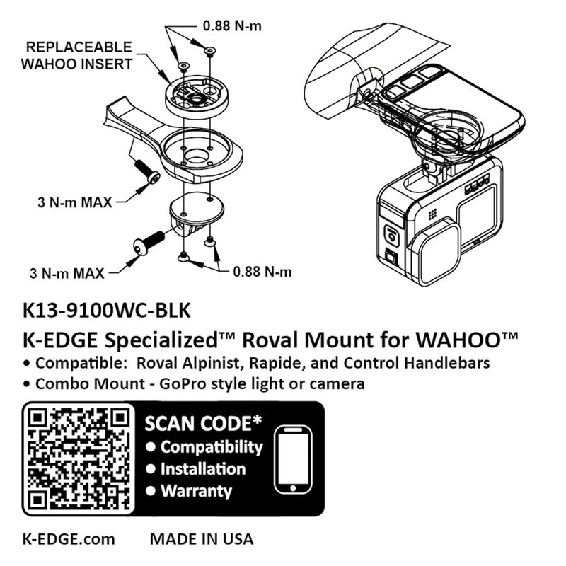 Load image into Gallery viewer, K-EDGE Wahoo Specialized Roval Combo Mount - Black Anodize
