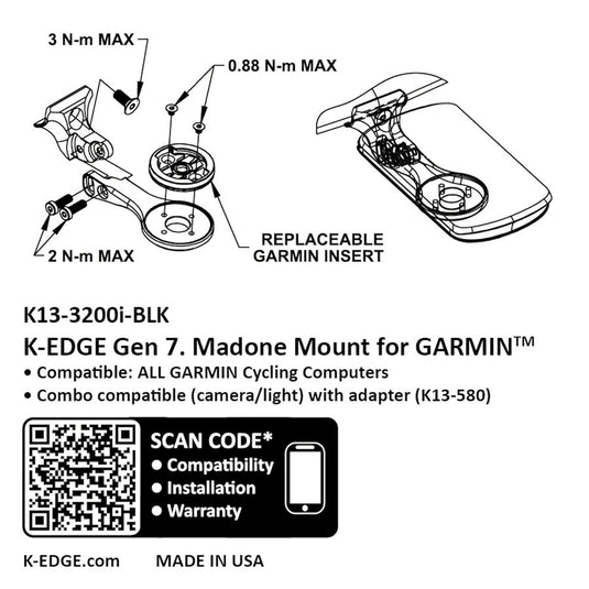 K-EDGE Garmin Gen 7 Madone/Emomda Computer Mount - Black Anodize