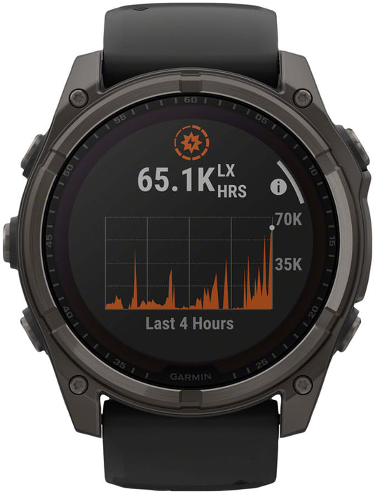 Garmin fenix 8 Smartwatch - 51mm, Solar, Sapphire, Carbon Gray DLC Titanium with Black/Pebble Gray Silicone