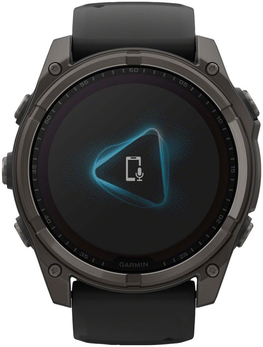 Garmin fenix 8 Smartwatch - 51mm, Solar, Sapphire, Carbon Gray DLC Titanium with Black/Pebble Gray Silicone