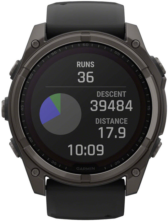 Garmin fenix 8 Smartwatch - 51mm, Solar, Sapphire, Carbon Gray DLC Titanium with Black/Pebble Gray Silicone