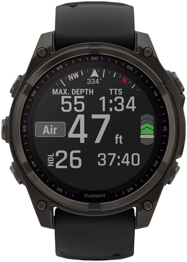 Load image into Gallery viewer, Garmin fenix 8 Smartwatch - 47mm, Solar, Sapphire, Carbon Gray DLC Titanium with Black/Pebble Gray Silicone
