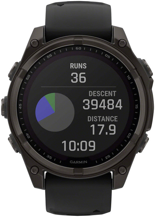 Garmin fenix 8 Smartwatch - 47mm, Solar, Sapphire, Carbon Gray DLC Titanium with Black/Pebble Gray Silicone