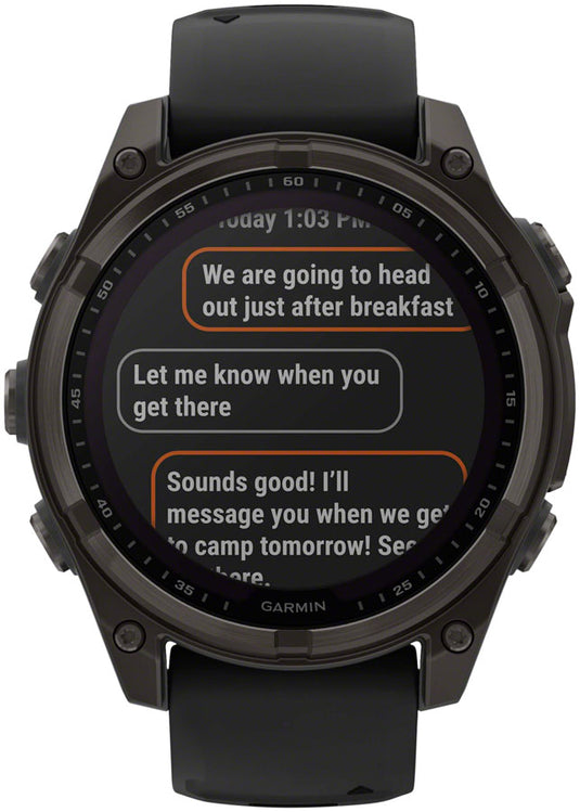 Garmin fenix 8 Smartwatch - 47mm, Solar, Sapphire, Carbon Gray DLC Titanium with Black/Pebble Gray Silicone