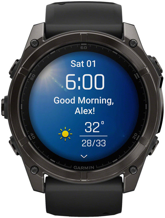 Garmin fenix 8 Smartwatch - 51mm, AMOLED, Sapphire, Carbon Gray DLC Titanium with Black/Pebble Gray Silicone