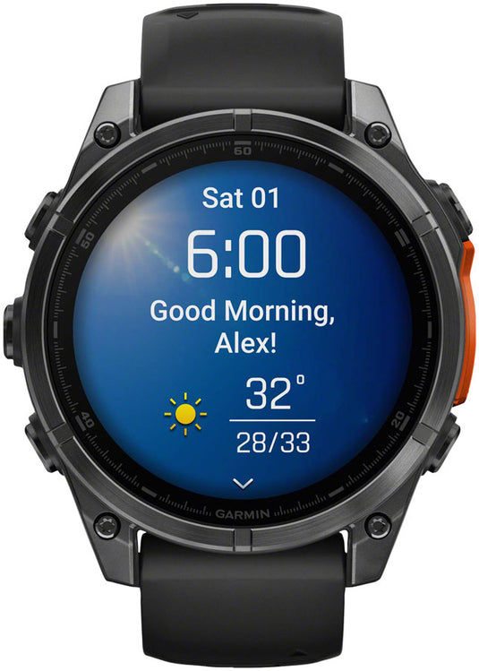 Garmin fenix 8 Smartwatch - 47mm, AMOLED, Sapphire, Carbon Gray DLC Titanium with Black/Pebble Gray Silicone