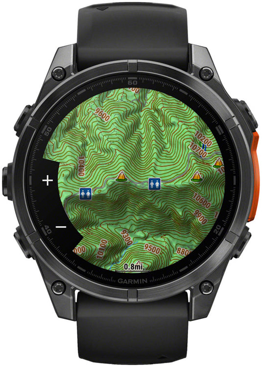 Garmin fenix 8 Smartwatch - 47mm, AMOLED, Sapphire, Carbon Gray DLC Titanium with Black/Pebble Gray Silicone