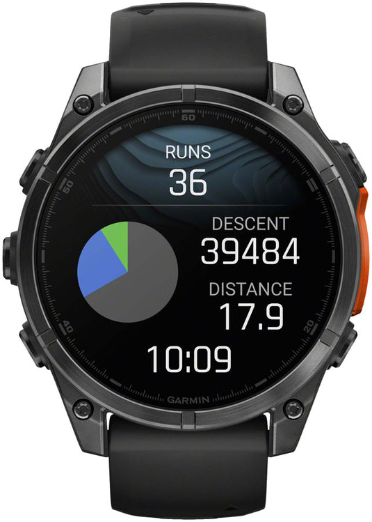 Garmin fenix 8 Smartwatch - 47mm, AMOLED, Sapphire, Carbon Gray DLC Titanium with Black/Pebble Gray Silicone