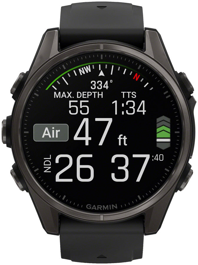 Load image into Gallery viewer, Garmin fenix 8 Smartwatch - 43mm, AMOLED, Sapphire, Carbon Gray DLC Titanium with Black/Pebble Gray Silicone
