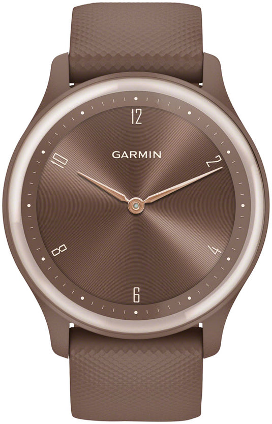 Garmin vívomove Sport Hybrid Smartwatch - 40mm, Cocoa Case, Peach/Gold Accents, Silicone Band