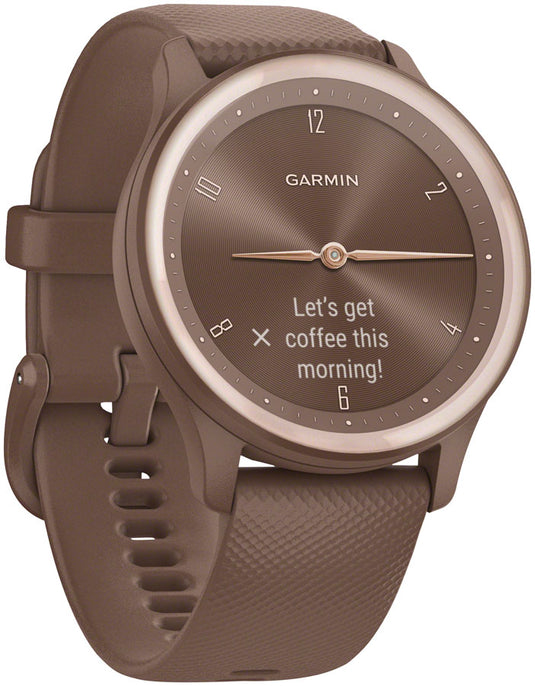 Garmin vívomove Sport Hybrid Smartwatch - 40mm, Cocoa Case, Peach/Gold Accents, Silicone Band