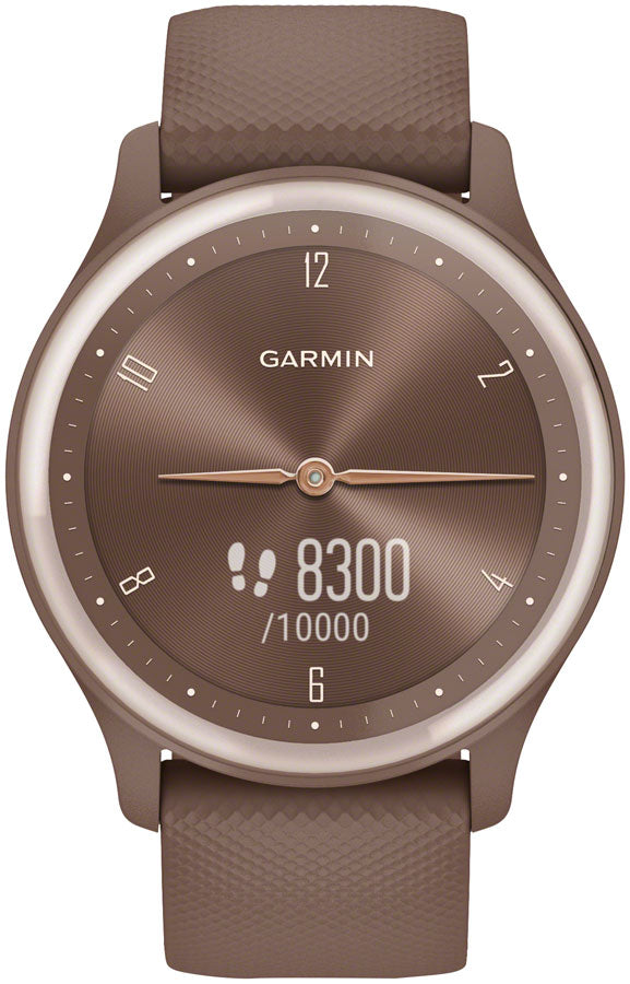 Load image into Gallery viewer, Garmin vívomove Sport Hybrid Smartwatch - 40mm, Cocoa Case, Peach/Gold Accents, Silicone Band
