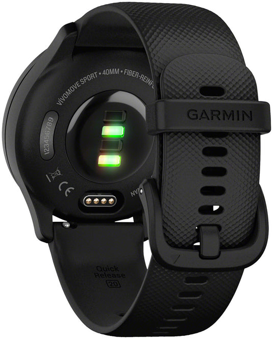 Garmin vívomove Sport Hybrid Smartwatch - 40mm, Black Case, Slate Accents, Silicone Band