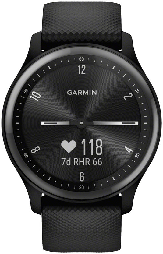 Garmin vívomove Sport Hybrid Smartwatch - 40mm, Black Case, Slate Accents, Silicone Band