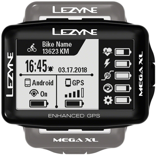 Lezyne Mega XL GPS Bike Computer GPS Wireless Black ANT Plus and Bluetooth