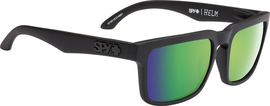 SPY+ HELM Sunglasses - Matte Black, Happy Bronze Polarized with Green Spectra Mirror Lenses