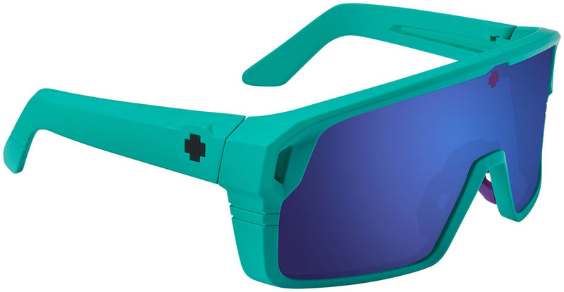 Load image into Gallery viewer, SPY+ Monolith Sunglasses - Matte Teal, Happy Gray Green with Dark Blue Spectra Mirror Lenses
