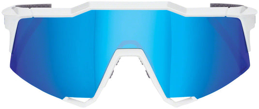 100% Speedcraft Sunglasses - Matte White, HiPER Blue Multilayer Mirror Lens