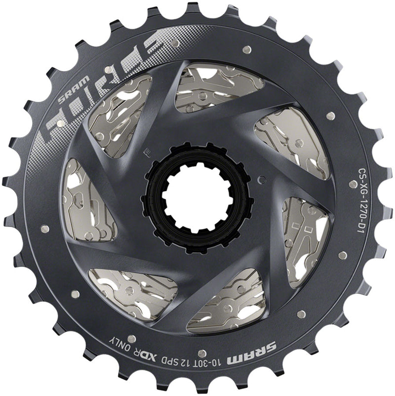 Load image into Gallery viewer, SRAM Force AXS XG-1270 Cassette - 12-Speed, 10-30t, Silver, For XDR Driver Body, D1
