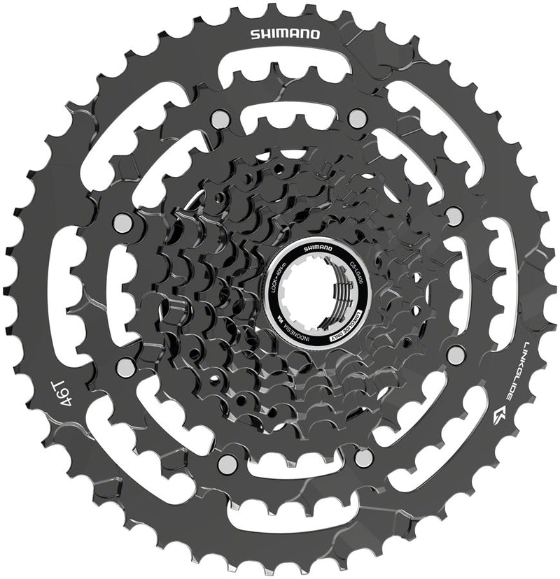 Load image into Gallery viewer, Shimano CUES CS-LG400-9 Cassette - 9-Speed, 11-46t, LINKGLIDE, Black
